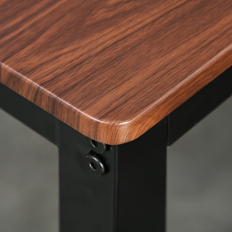 Set Tavolo 2 Sedie e Panca in Metallo e Legno Nero e Marrone