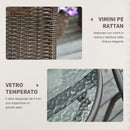 Set Tavolo e 2 Sedie Pieghevoli da Giardino in Acciaio e Rattan Marrone