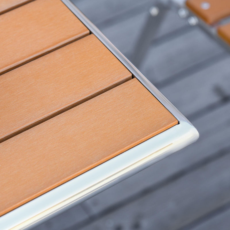 Set Tavolo e 2 Sedie da Giardino in Alluminio Effetto Legno