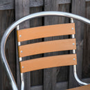 Set Tavolo e 2 Sedie da Giardino in Alluminio Effetto Legno