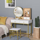 Consolle Trucco 90x40x125 cm con Specchio e Sgabello Bianco