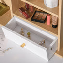 Consolle Trucco 90x40x125 cm con Specchio e Sgabello Bianco