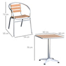 Set Tavolo e 4 Sedie da Giardino in Alluminio Effetto Legno