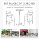 Set Tavolino Alto e 2 Sgabelli da Giardino in Alluminio e Acciaio