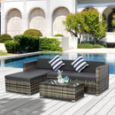 Set Salotto da Giardino Divano 3 Posti Pouf e Tavolino in Rattan Grigio