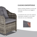 Set Tavolo e 6 Sedie da Giardino in Rattan con Cuscini Grigio
