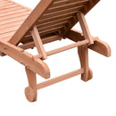 Lettino Prendisole da Giardino 182x60x35 cm con Ruote e Vassoio Estraibile in Legno