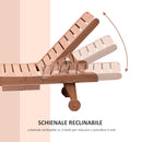 Lettino Prendisole da Giardino 182x60x35 cm con Ruote e Vassoio Estraibile in Legno