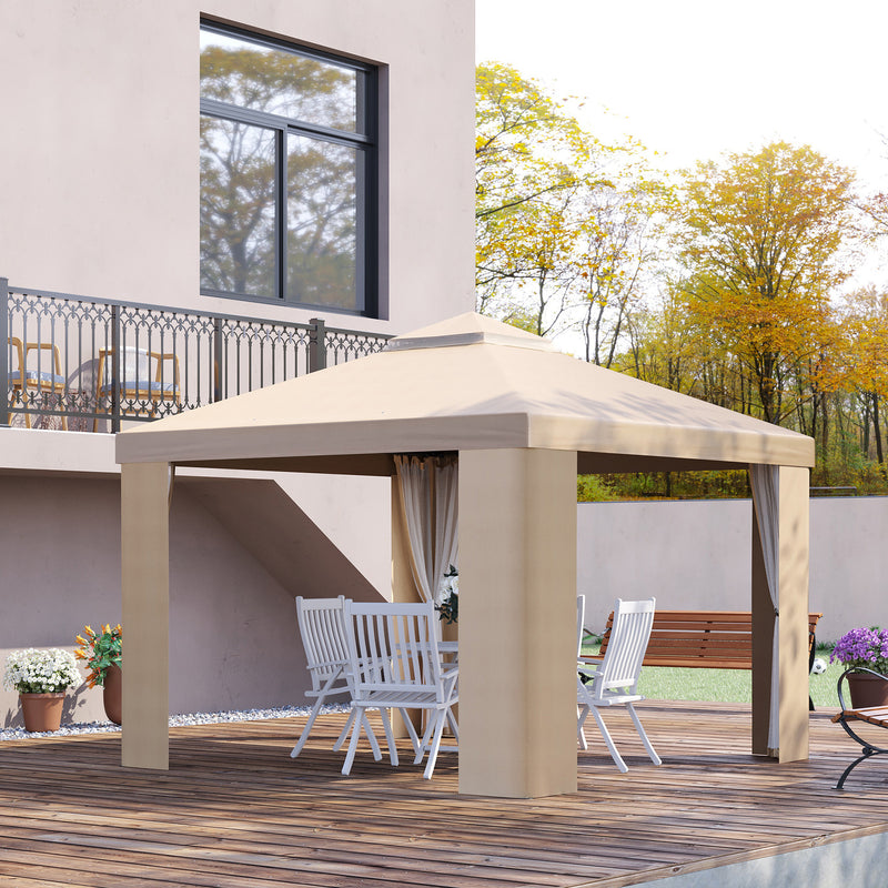 Gazebo da Giardino 3x3m con Zanzariera in Metallo Cachi