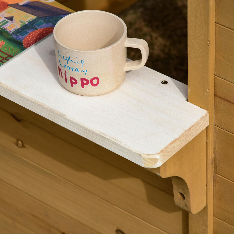 Casetta per Bambini 110x107x140 cm con Finestre Staccionata e Panca in Legno