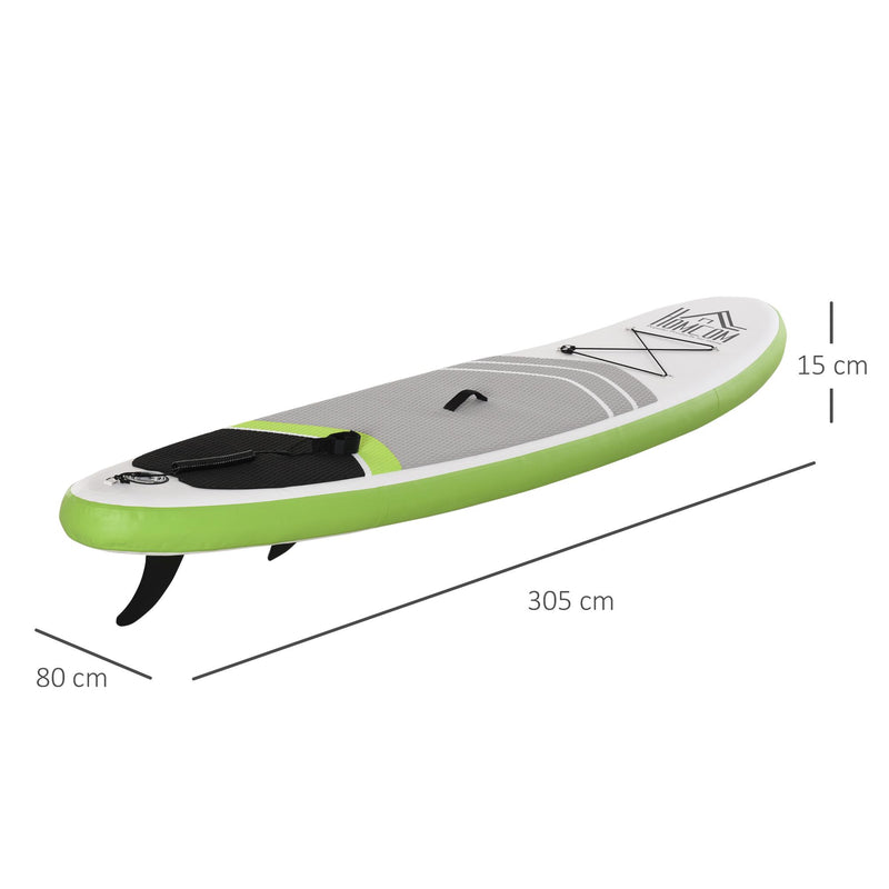 SUP Tavola Stand Up Paddle Gonfiabile 305x80x15 cm per Adulti e Teenager Verde e Bianco