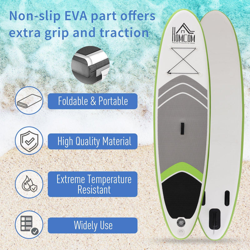 SUP Tavola Stand Up Paddle Gonfiabile 305x80x15 cm per Adulti e Teenager Verde e Bianco