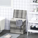 Cesto Portabiancheria Pieghevole 57x34x60 cm in Rattan con Sacco Grigio