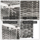 Cesto Portabiancheria Pieghevole 57x34x60 cm in Rattan con Sacco Grigio