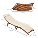 Lettino Prendisole Pieghevole da Giardino 191x54x60,5 cm in Legno con Materassino Bianco Crema