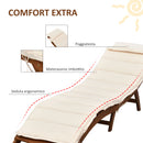 Lettino Prendisole Pieghevole da Giardino 191x54x60,5 cm in Legno con Materassino Bianco Crema