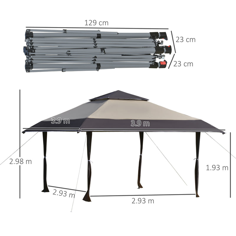 Gazebo da Giardino 3,96x3,96m in Metallo Cachi e Caffè