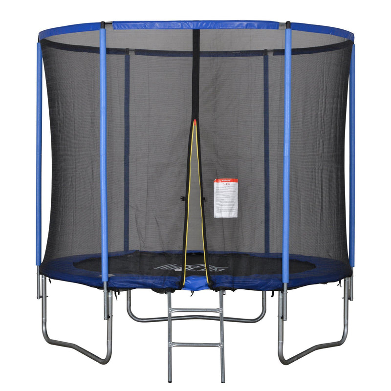 Trampolino Tappeto Elastico Ø244x240 cm con Rete e Bordo Imbottito Blu e Nero
