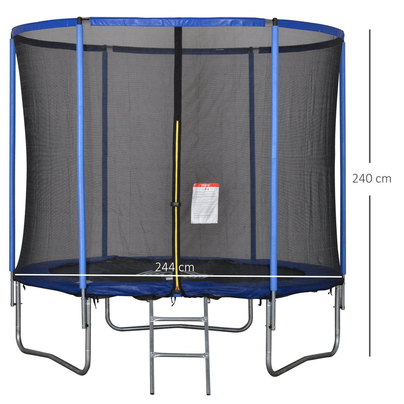 Trampolino Tappeto Elastico Ø244x240 cm con Rete e Bordo Imbottito Blu e Nero