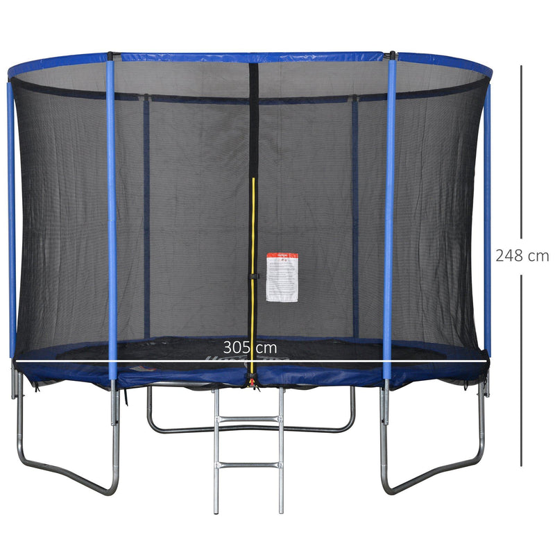 Trampolino Tappeto Elastico Ø305x248 cm con Rete e Bordo Imbottito Blu e Nero