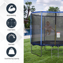 Trampolino Tappeto Elastico Ø305x248 cm con Rete e Bordo Imbottito Blu e Nero