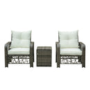 Set 2 Poltrone da Giardino con Tavolino Contenitore in Acciaio e Rattan Grigio