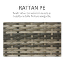 Set 2 Poltrone da Giardino con Tavolino Contenitore in Acciaio e Rattan Grigio