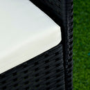 Set da Giardino Divano 2 Poltrone e Tavolo in Rattan Nero