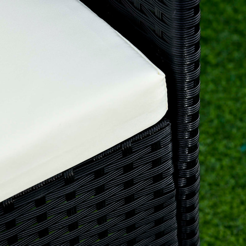 Set da Giardino Divano 2 Poltrone e Tavolo in Rattan Nero