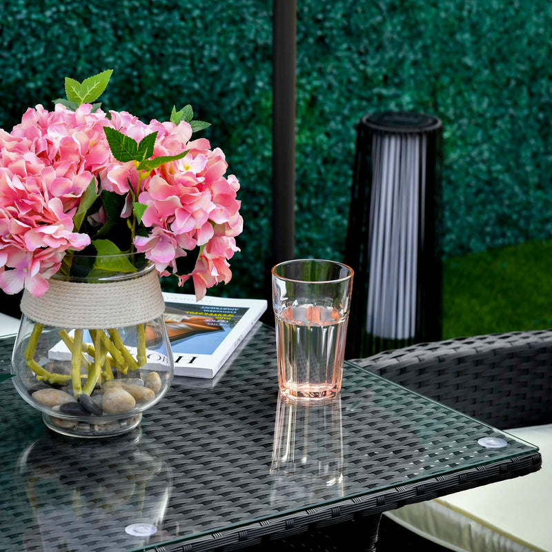 Set da Giardino Divano 2 Poltrone e Tavolo in Rattan Nero