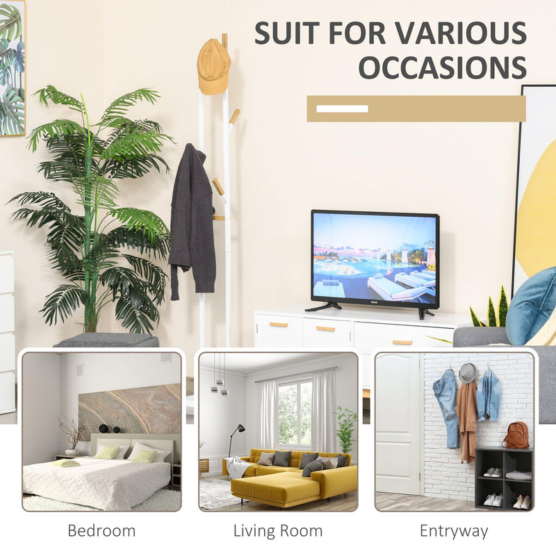 Appendiabiti da Terra 34x30x183 cm in Metallo Bianco e Bambù