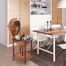 Portabottiglie Bar a Forma di Mappamondo Ø61x93 cm in Legno con Ruote