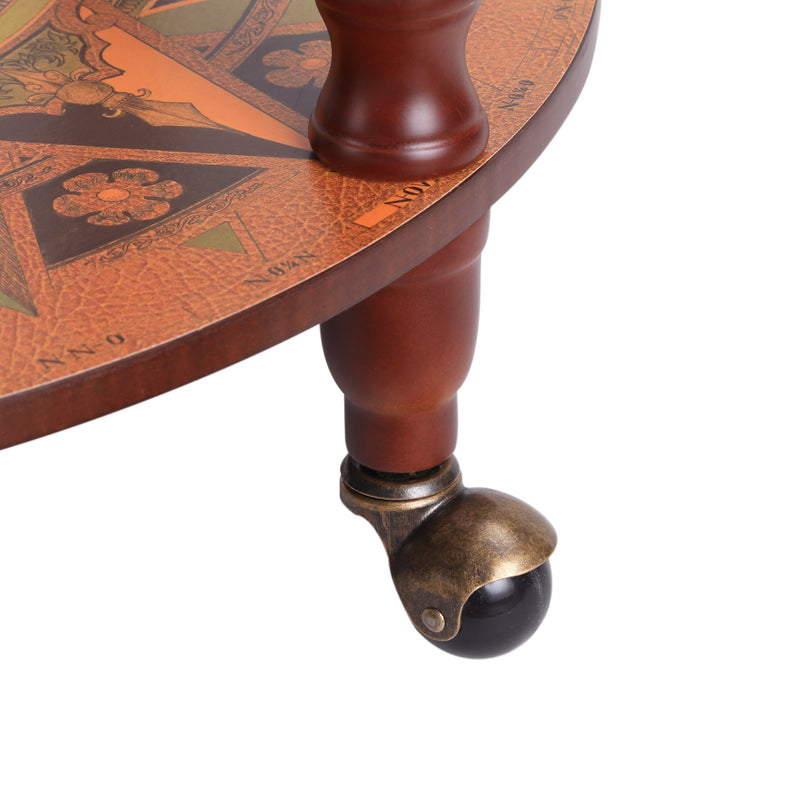 Portabottiglie Bar a Forma di Mappamondo Ø61x93 cm in Legno con Ruote