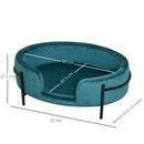 Divano per Cani e Gatti Imbottito 70x50,5x25,5 cm in Velluto Verde Petrolio