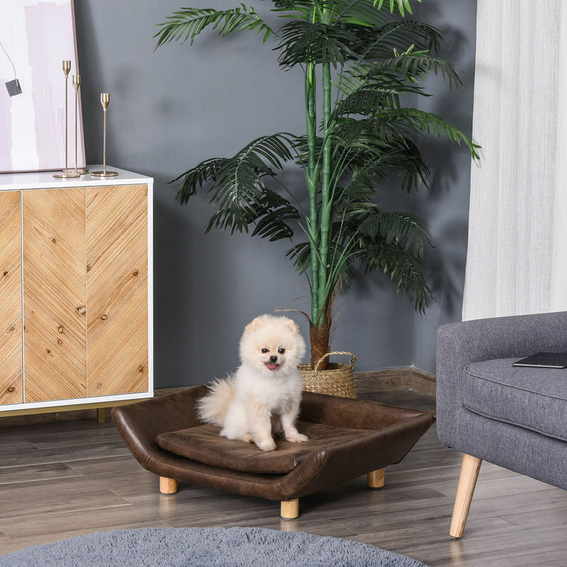 Divano per Cani e Gatti Imbottito 73x53x21 cm in Similpelle Marrone