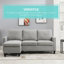 Divano 3 Posti 197x139x91 cm con Penisola Reversibile in Tessuto Grigio