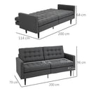 Divano Letto 200x79x96 cm in Tessuto Grigio