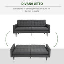 Divano Letto 200x79x96 cm in Tessuto Grigio