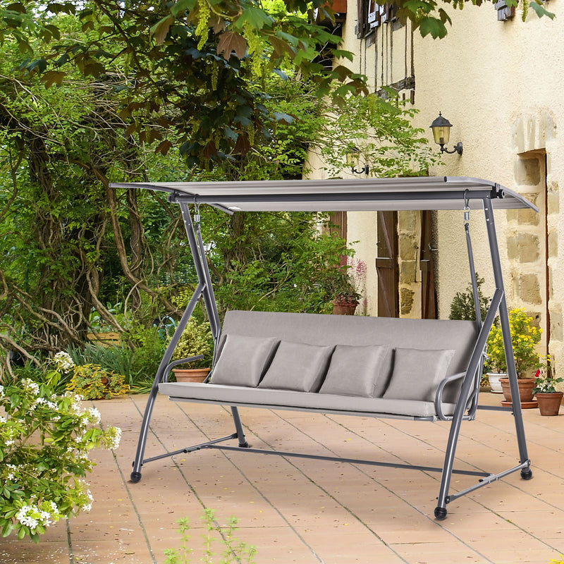 Dondolo 3 Posti da Giardino 218x120x168 cm in Acciaio Marrone