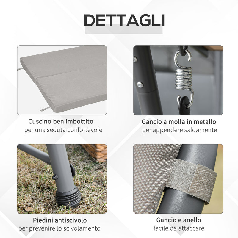 Dondolo 3 Posti da Giardino 218x120x168 cm in Acciaio Marrone
