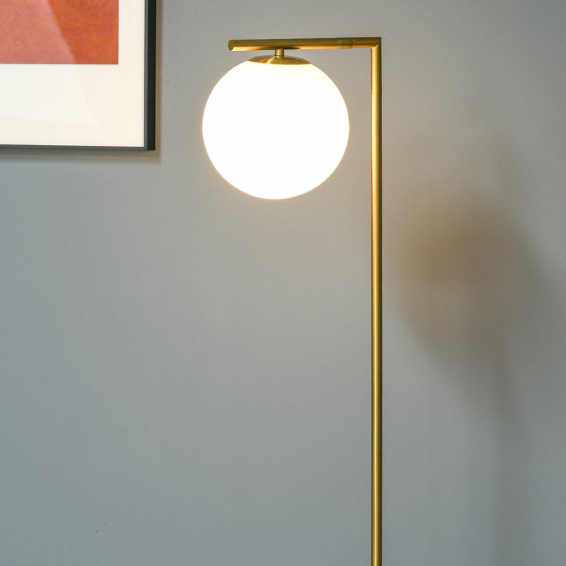 Lampada da Terra con Paralume 30x26x160 cm E27 in Metallo e Vetro Oro e Bianco