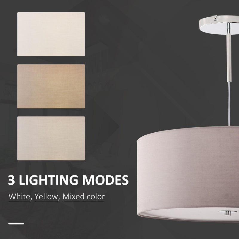 Lampadario a Sospensione con LED Dimmerabili 3 Colori 59x59x44 cm 36W Grigio Chiaro