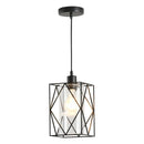 Lampadario Stile Geometrico 16x16x120 cm E27 in Metallo Nero