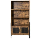 Libreria 3 Ripiani e 2 Ante 81x40x160 cm in Legno e Metallo Marrone e Nero