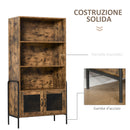 Libreria 3 Ripiani e 2 Ante 81x40x160 cm in Legno e Metallo Marrone e Nero