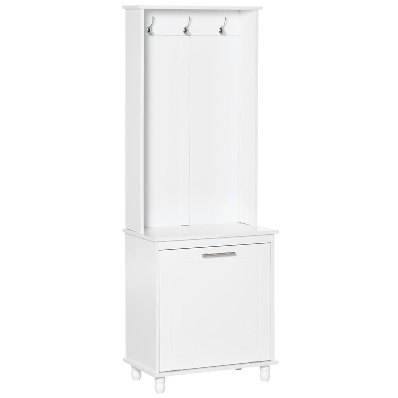 Mobile per Ingresso con Appendiabiti 60x35x169 cm in Legno MDF Bianco