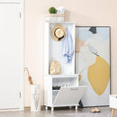 Mobile per Ingresso con Appendiabiti 60x35x169 cm in Legno MDF Bianco