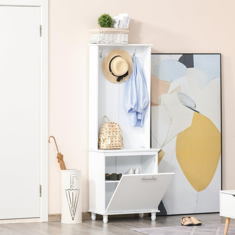 Mobile per Ingresso con Appendiabiti 60x35x169 cm in Legno MDF Bianco