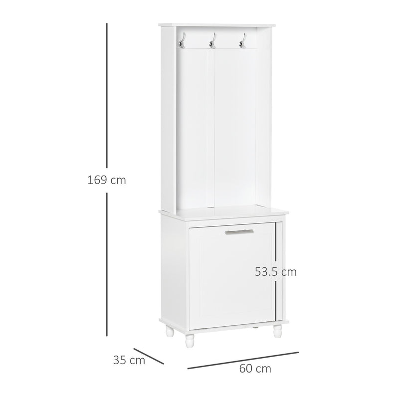 Mobile per Ingresso con Appendiabiti 60x35x169 cm in Legno MDF Bianco