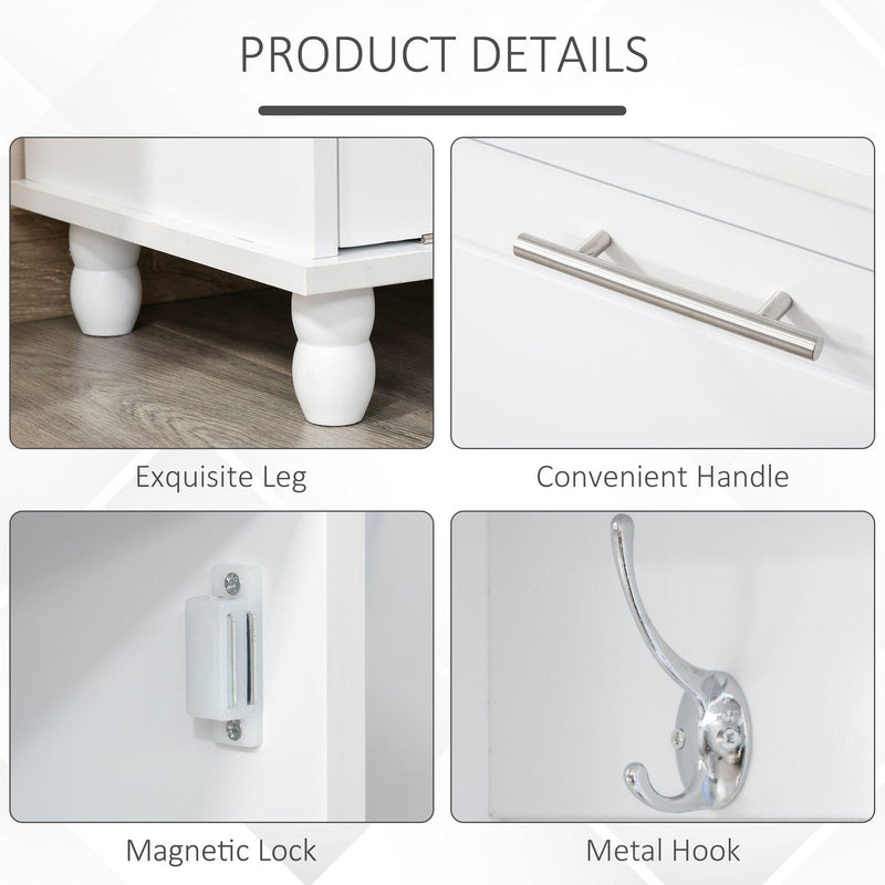 Mobile per Ingresso con Appendiabiti 60x35x169 cm in Legno MDF Bianco